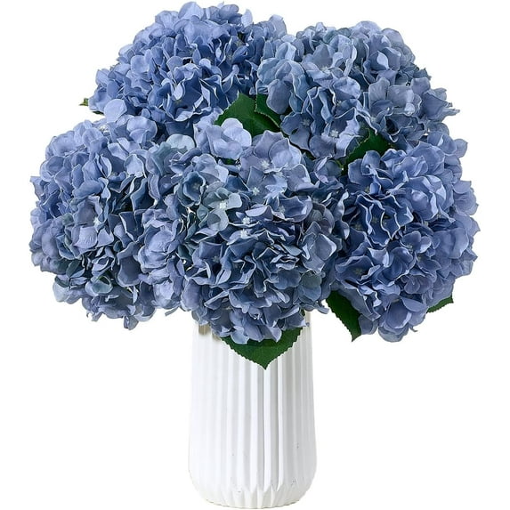 8Pcs Dusty Blue Fake Flowers Silk Hydrangea Artificial Flowers Bouquets Faux Hydrangea Stems for Home Table Centerpieces Wedding Party Decoration