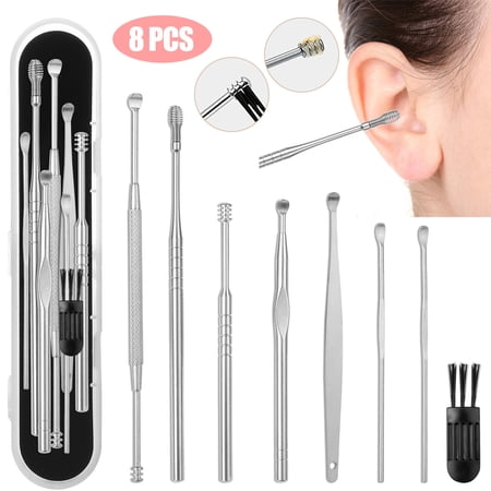 8Pcs Ear Wax Removal kit, TSV Ear Cleaner Kit, Stainless Steel Ear Pick, Ear Curette, Ear Wax Kit