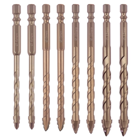 8Pcs Eccentric Twist Drill Bit 6-12mm Alloy Hex Drill Bits Precision Drilling Eccentric Helical Drill Bit Hex Shank Drill Bits Serrated Eccentric Rotary Drill Bit for Ceramic