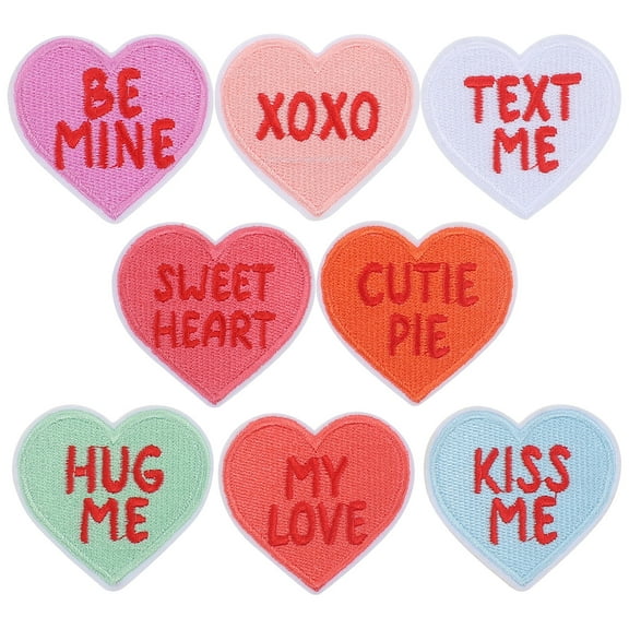 8Pcs Embroidered Patches Heart Sew on or Iron on Applique DIY Craft Accessories for Clothing