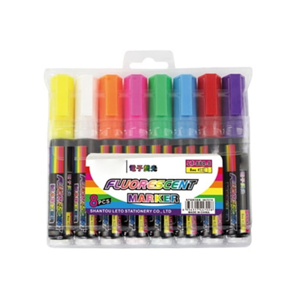 8Pcs Erasable Fluorescent Marker Water Soluble Liquid Chalk Pen For Whiteboard