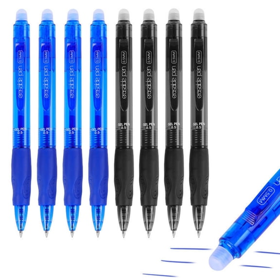 8Pcs Erasable Gel Pens, Click Fine Point 0.5 mm, Quick-Drying, Comfort Grip Writing Pens for School, Office, Exams (Blue and Black)