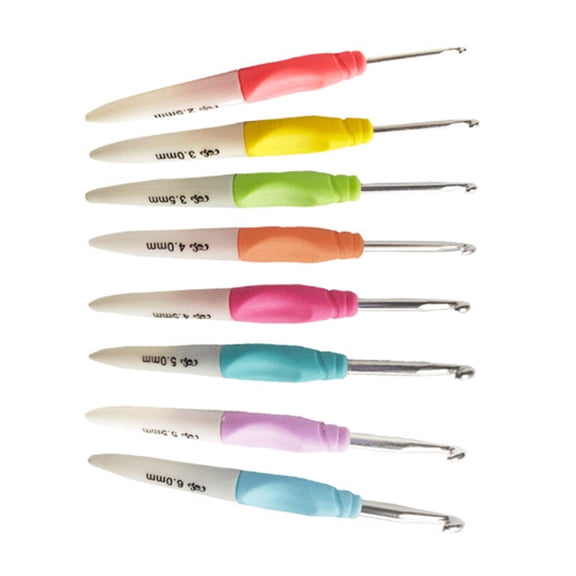 8Pcs Ergonomic Crochet Hook Ergonomic Handle Crochet Hook for Beginner Knitting Sweater Scarves Bag Socks 2.5mm-6mm