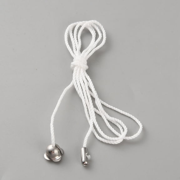 8Pcs Fan Pull Chain Extension 942x11mm White Cotton Pull Cord String with Silver Iron Clasps for Bathroom Toilet Light Ceiling