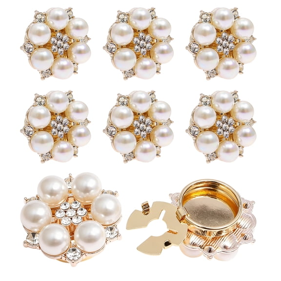 8Pcs Faux Pearl Rhinestone Button Cover Removable Mini Decorative Shirt Button Cover DIY Clothing Decor for Blouse Shirt Suit Dress