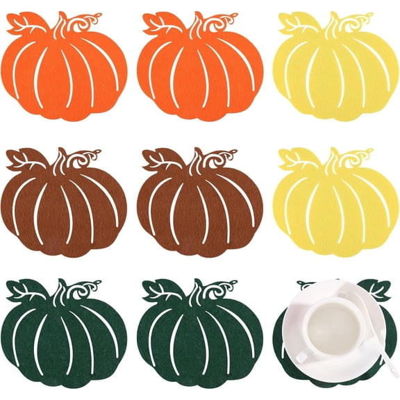 8Pcs Felt Placemat Table Mat Hot Pads Pumpkin Mixed Color 150x170x2mm DIY