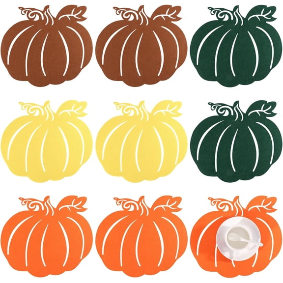8Pcs Felt Placemat Table Mat Hot Pads Pumpkin Mixed Color 260x290x2mm DIY