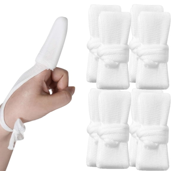 8Pcs Finger Bandages 9 x 3.5CM Tubular Finger Cots Breathable Finger Gauze Finger Protection for Wound Care, White