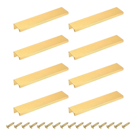 8Pcs Finger Pulls, 150mm/5.91 Inch Aluminum Hidden Cabinet Edge Handles, Modern Concealed Tab Pulls Hardware for Kitchen, Furniture, Drawer, Wardrobe, Gold