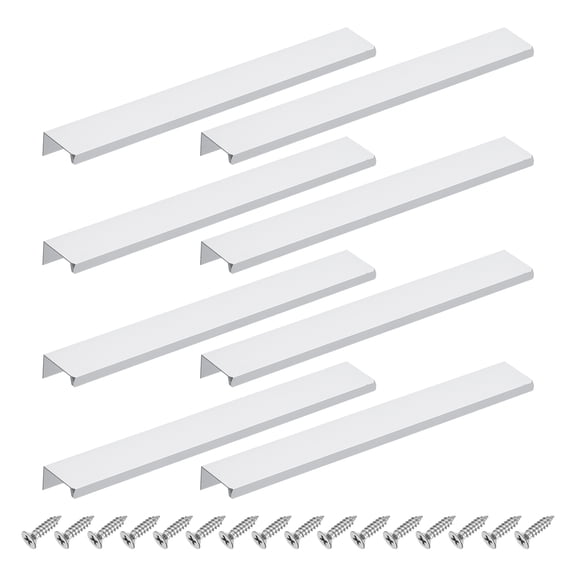 8Pcs Finger Pulls, 250mm/9.84 Inch Aluminum Hidden Cabinet Edge Handles, Modern Concealed Tab Pulls Hardware for Kitchen, Furniture, Drawer, Wardrobe, Silver