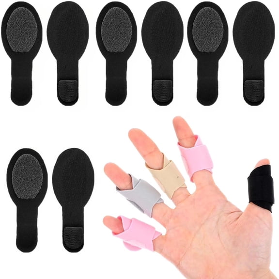 8Pcs Finger Wraps for Arthritis Lightweight Finger Brace Kit for Finger Support, Trigger Finger Splint Pain Relief for Injured Finger, Mallet Finger, Inflammation, Tendonitis (Black)