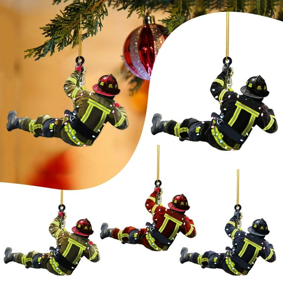 8Pcs Firefighter Hanging Ornaments for Car Hanging Accessories, Firefighter Ornament, Fire Department Ornaments, Fireman Ornament, Car Pendant for Rear View Mirror, Gifts for Firefighters Friends