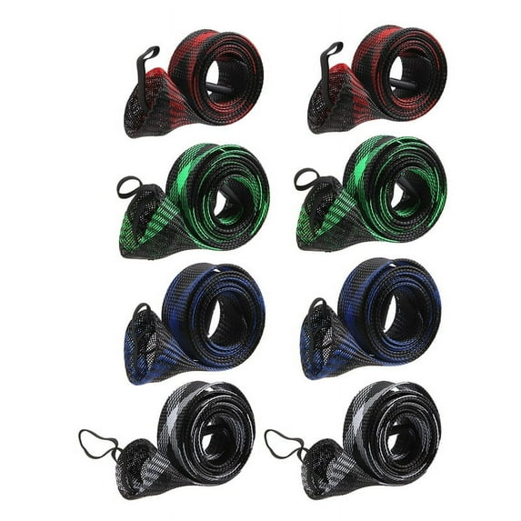 8Pcs Fishing Rod Sleeve Sock, Braided Mesh Rod Sleeve with Lanyard