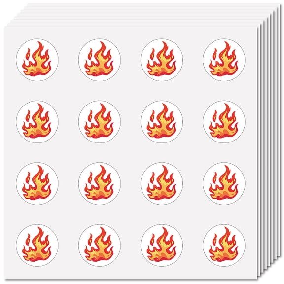 8Pcs Flame Circle Decals Bulk Round Dot Stickers Self Adhesive Cartoon Labels Waterproof Plastic Dot Tags Removable Pattern Marking