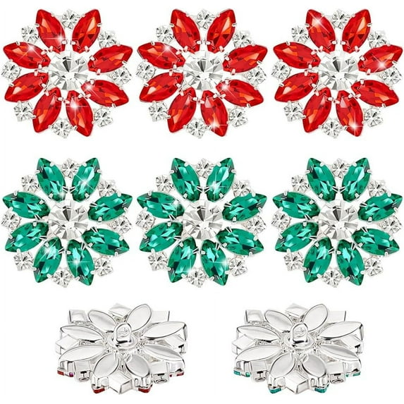 8Pcs Flower Rhinestone Buttons 2 Colors Sew on Clothing Buttons ...