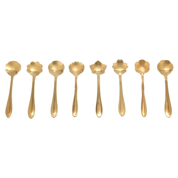8Pcs Flower Spoon Coffee Teaspoon Set Stainless Steel Dessert Sugar for Tableware Kitchen Cafe or Bar