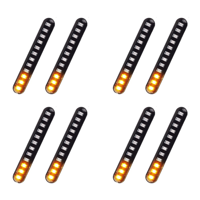 8Pcs Flowing Water Tail Brake Lights 12 Led Turn Signals Strip 3528Smd License Plate Light Blinker Stop Flicker