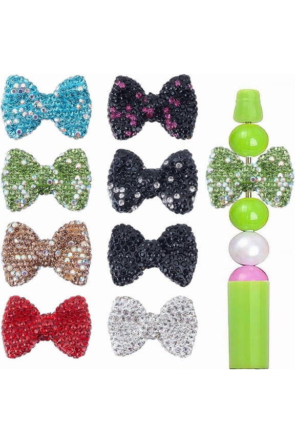 8Pcs Focal Beads for Pen 8 Color Clay Rhinestone Beads for Beadable Pens Jewelry Making Accessory Supplies Keychain Bracelets Necklace Charms Pendants DIY Craft colorful