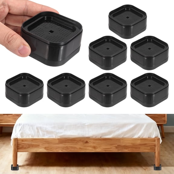 8Pcs Furniture Risers, Adjustable Bed Risers Lifts Height 1-Layers 1", Square Stackable Table Leg Lift Blocks for Desk Couch Chair Table Cabinet Bed Frame, Black