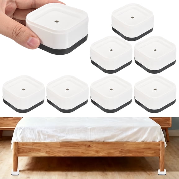 8Pcs Furniture Risers, Adjustable Bed Risers Lifts Height 1-Layers 1", Square Stackable Table Leg Lift Blocks for Desk Couch Chair Table Cabinet Bed Frame, White