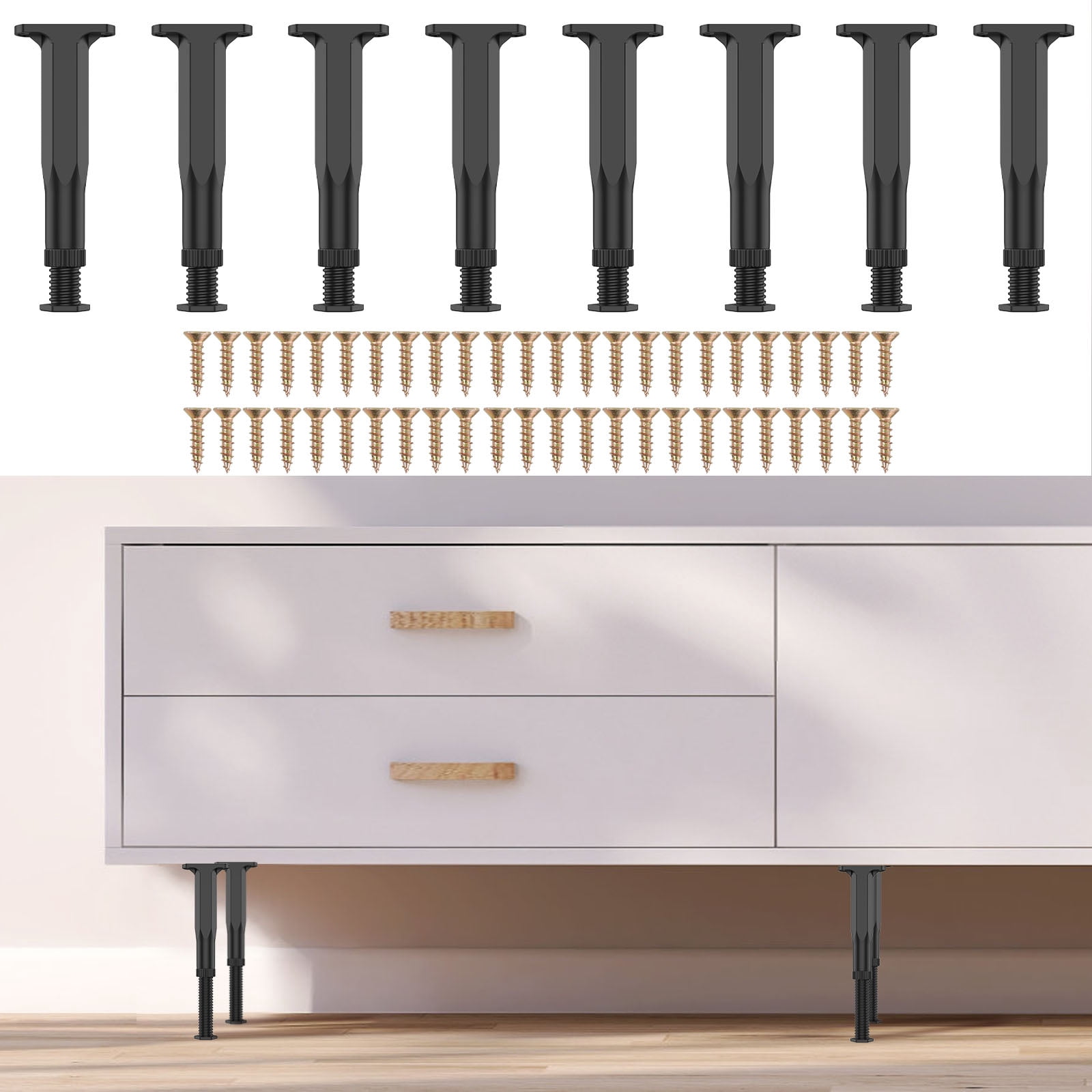 8Pcs Furniture Support Leg Wider Base Bed Frame Support Leg Height Adjustable 7.8-15 inch Bed Board Frame for Cabinet Table