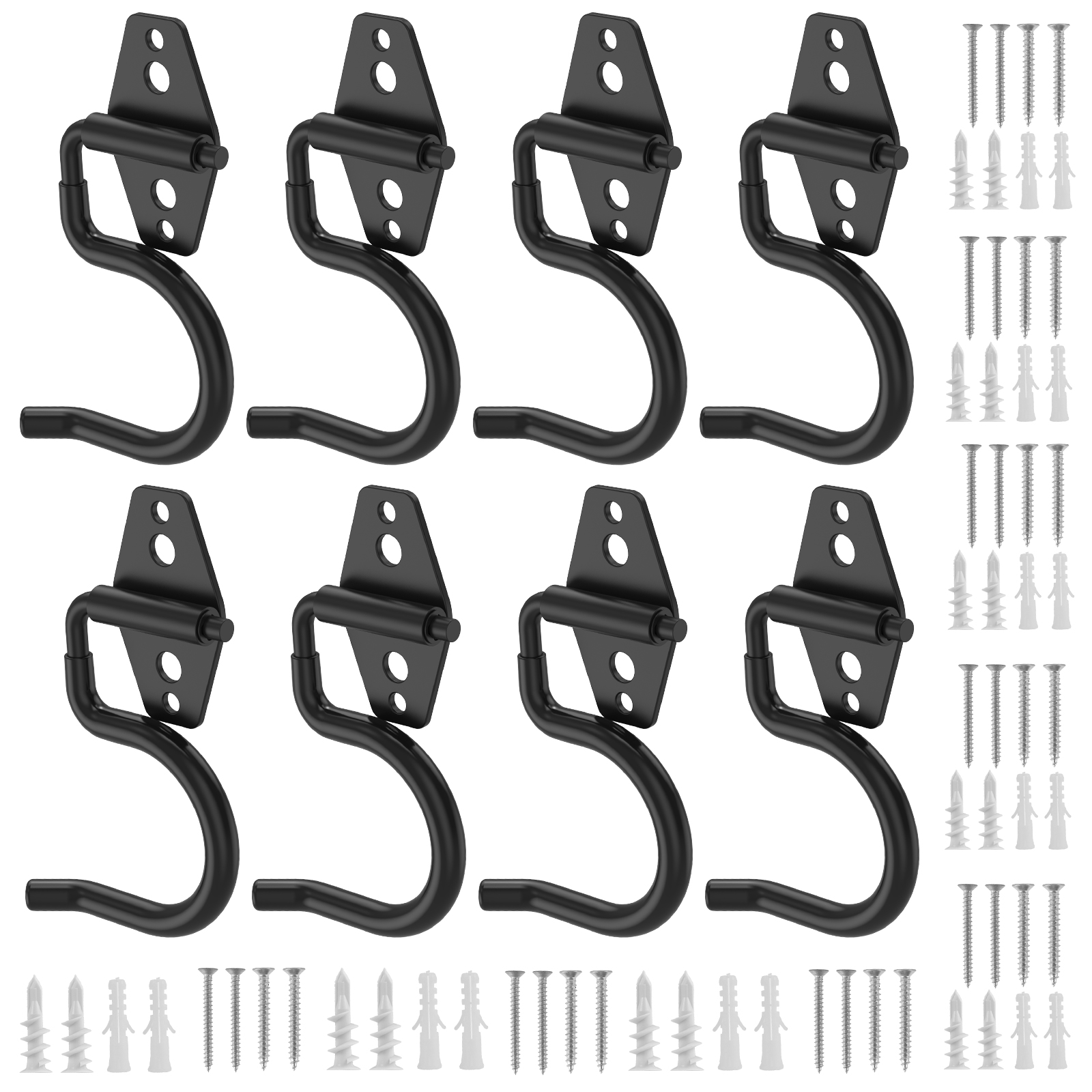 8Pcs Garage Hooks Heavy Duty Steel Garage Storage Hooks Wall Mount Tool