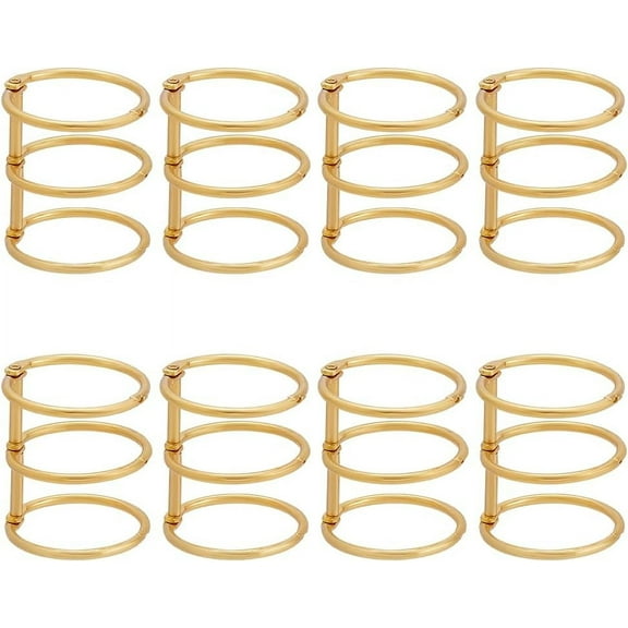 8Pcs Gold 3cm/1.2inch Inner Diameter Three Hole Loose Leaf Buckle Metal Loose Leaf Binders Book Rings Snap Split Hinged Binder Rings Golden