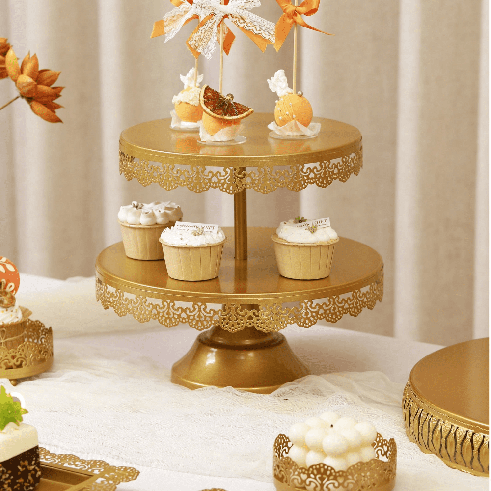 8Pcs Gold Cake Stand Set, 14 Inch Round Metal Cake Stand With 50lb — free download
