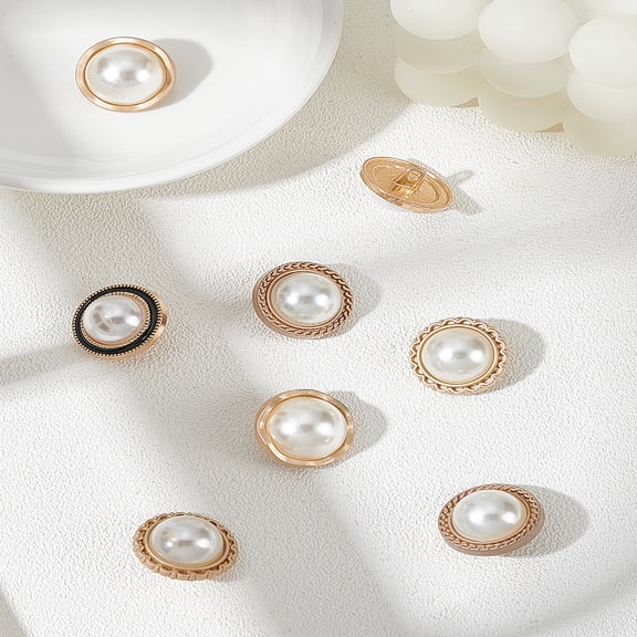8Pcs Golden Alloy Shank Buttons 1-Hole Adjustable Pants Button Half Round Sewing Accessory for Clothing Coat Bags and Craft Projects Decoration