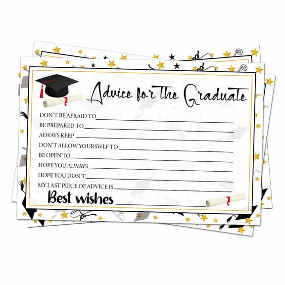 8Pcs Graduation Advice and Wishes Cards Golden Star Design 4x6 Inch for Class of 2026 Graduate Party Message Cards by WUYVCG