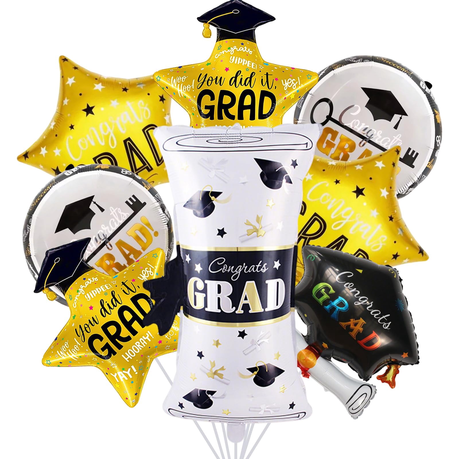 8Pcs Graduation Balloons Foil IFF17 Balloon Congrats Balloons for