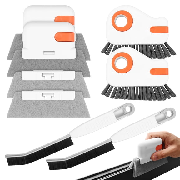 8Pcs Groove Cleaning Brush Set Door Window Track Cleaner Tool Set Ergonomic Window Sill Cleaning Kit Practical Crevice Brush Tool for Sill Crevice Cabinet
