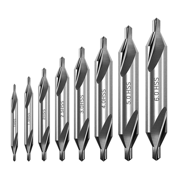8Pcs HSS Center Drill Bits Set 60-Degree Angle Combined Countersink Drill Bit Tool High Speed Steel Countersink Tools for Lathe Mill Metalworking (1/1.5/2/2.5/3/4/5/6mm)