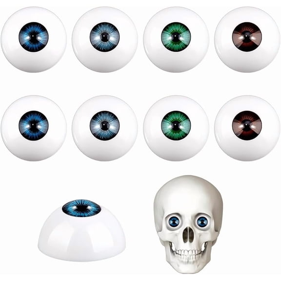8Pcs Half Round Eyeballs 4 Colors Acrylic Craft Eye for DIY Plush Puppet Plush Animal Making Mixed Color Eyeballs for Party Cosplay 30mm colorful