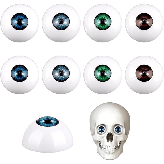 8Pcs Half Round Eyeballs 4 Colors Acrylic Craft Eye for DIY Plush Puppet Plush Animal Making Mixed Color Eyeballs for Party Cosplay 30mm