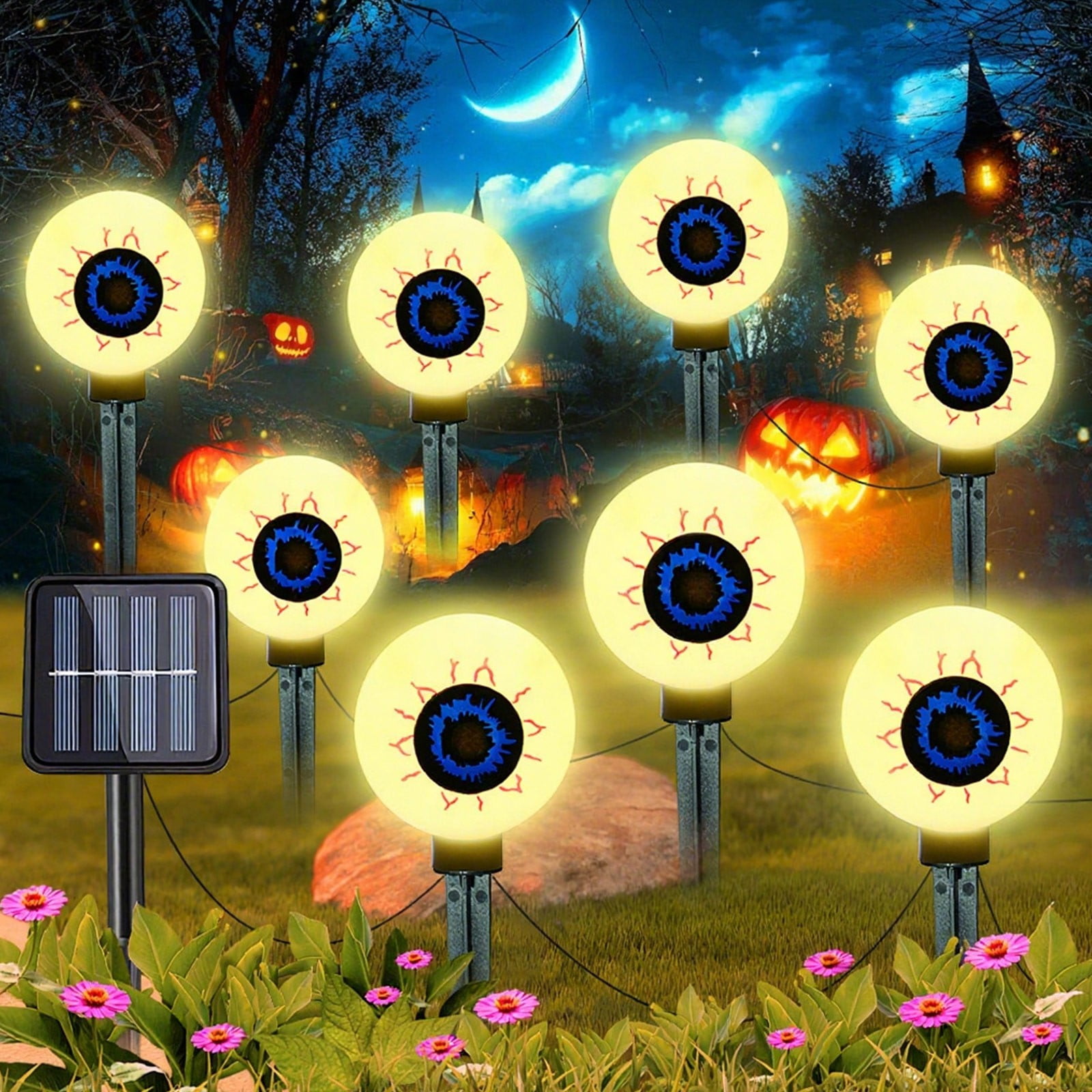 Eyeball Pathway Lights Party Flumy 4 Pack 32LED Solar Eyeball Lights, Halloween Decorations Solar Eyeball Lights Halloween