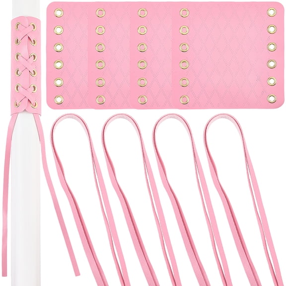 8Pcs Handlebar Grip Covers Pink PU Leather Soft Waterproof Anti Slip Motorcycle Bicycle Hand Grips Throttle Brake Clutch Wrap Cover with Strap for Enhancing Control Comfort Accessories DIY