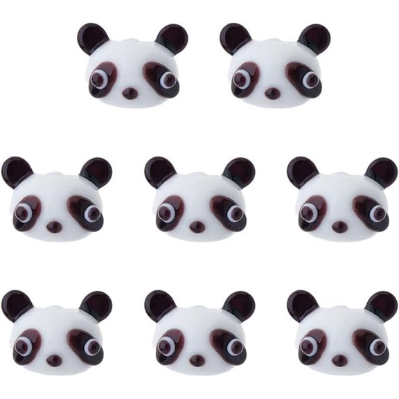 8Pcs Handmade Lampwork Beads Cartoon Panda Black 14.5~16x18~21.5x16mm Hole: 2mm