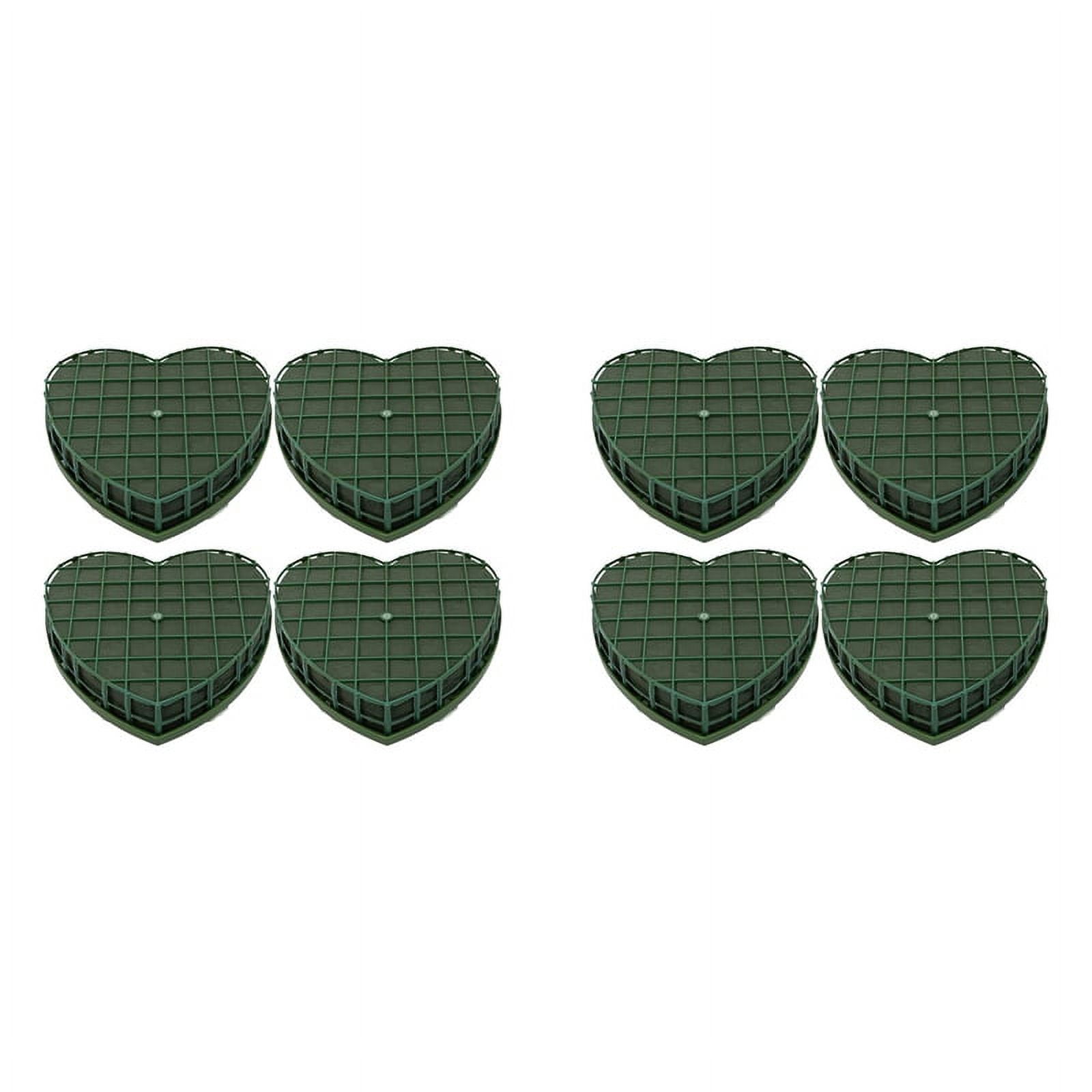 8Pcs Heart-Shape Floral Foam Blocks Green Flower Clay Heart Shaped Floral Bricks Artificial Floral Mud with Suction Cup