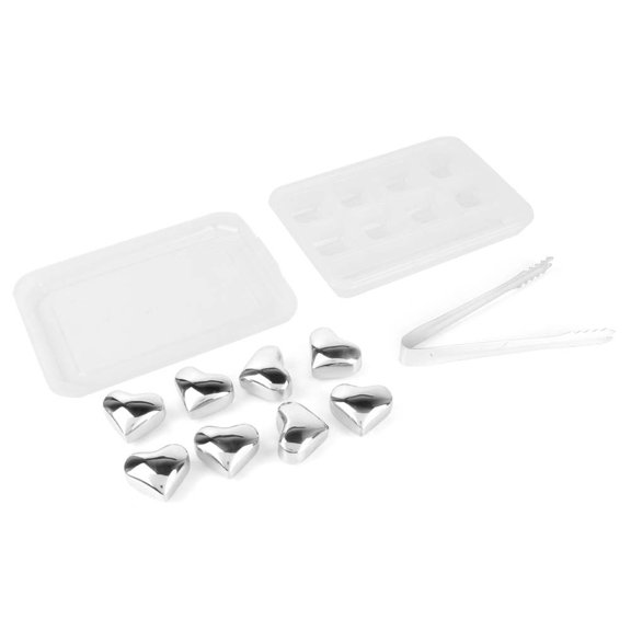 8Pcs Heart-Shaped 304Stainless Steel Ice Cubes Whiskey Stones Chilling Stones Rocks