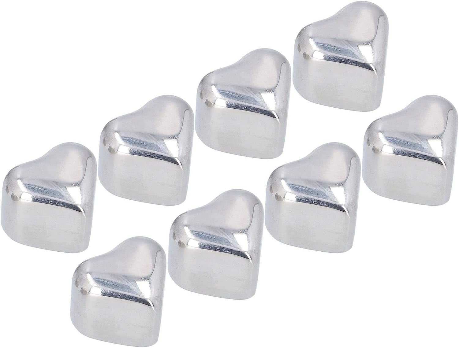 8Pcs Heart Shaped Metal Whiskey Ice Cubes, Stainless Steel Safe Whiskey
