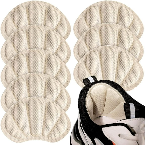 8Pcs Heel Cushion Inserts for Back of Heel, Mesh Heel Cushion Pads for Shoes Too Big, Self-Adhesive & Reusable Heel Guards Liners for Women Men, White