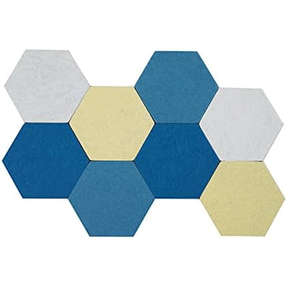 8Pcs Hexagon Felt Cork Board Tiles Self Adhesive Bulletin Board, Pin Board for Wall Decor Memos Photos Display (Set A)
