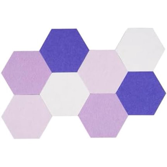 8Pcs Hexagon Felt Cork Board Tiles Self Adhesive Bulletin Board, Pin Board for Wall Decor Memos Photos Display (Set F)