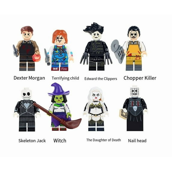 8Pcs Horror Building Block Sets, Horror Action Figures Building Blocks Minifigures 2 Inches, Horror Collectables Halloween Collection Action Figures,Horror Toy for Kids