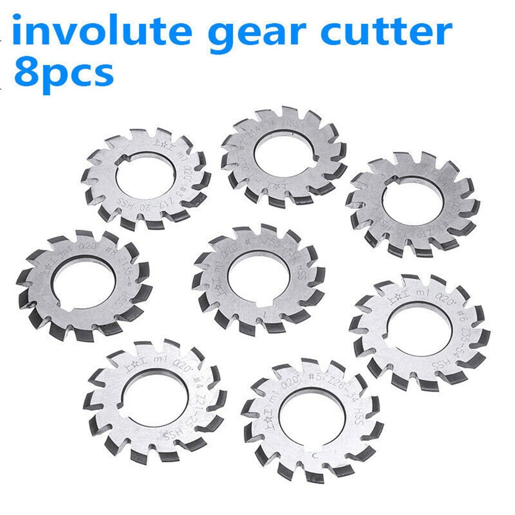 8Pcs Hss M1 Diameter 22Mm Pa20° 20 Degree 18 Involute Gear Cutters