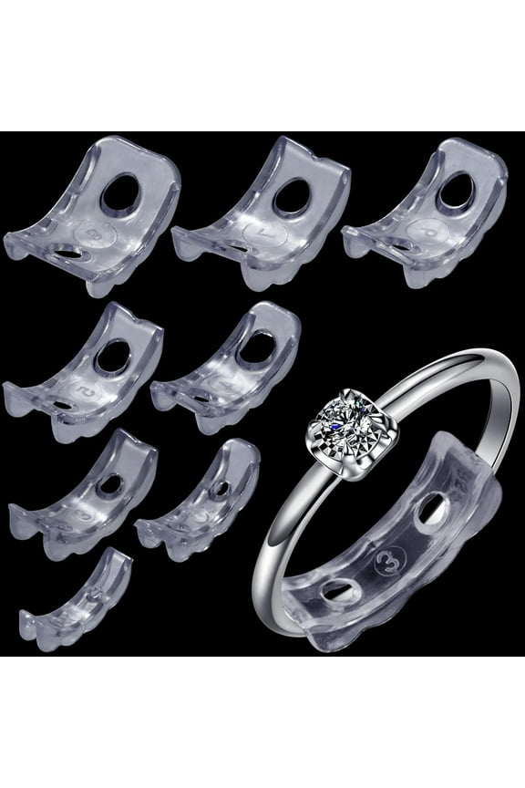8Pcs Invisible Ring Sizers for Loose Rings, Ring Guards with Holes, 8 Sizes Ring Size Adjuster, Anti-Slip Breathable Flexible Ring Spacers for Women Men, Fit for 1-10mm Width Rings
