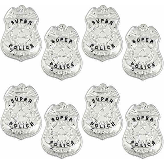 8Pcs Iron Alloy Badge Brooches Cop Cosplay Brooch Platinum 77x56mm for DIY