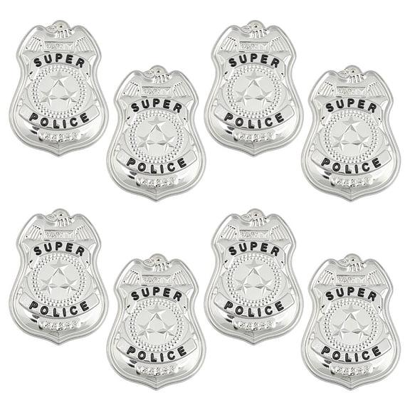 8Pcs Iron Alloy Badge Brooches Cop Cosplay Brooch Platinum 77x56mm