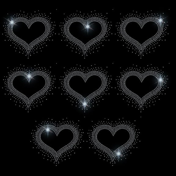 8Pcs Iron on Heart Rhinestone Transfer Bling Rhinestone Heart Stickers Hotfix Love Transfer DIY Decal Patch Sparkling Bedazzled Sticker for Clothing Tote Bag DIY Art Craft Gifts